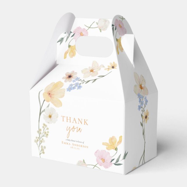 Caixinha De Lembrancinhas Boho elegante Pastel Wildflower Chá de fraldas (Frente)