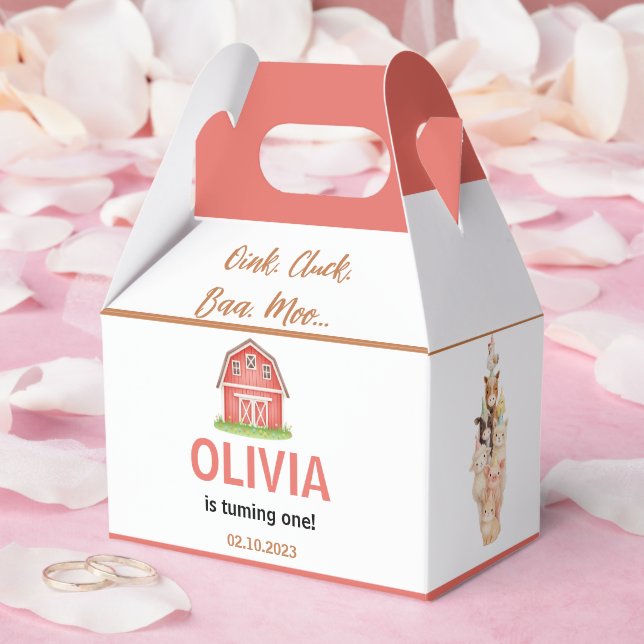 Caixinha De Lembrancinhas Boho Farm Animal 1st Birthday |Cute Rustic Barnyad (Casamento)