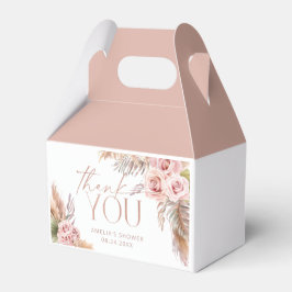 Caixinha De Lembrancinhas Boho Floral Pampas Rosa Dourado Obrigado