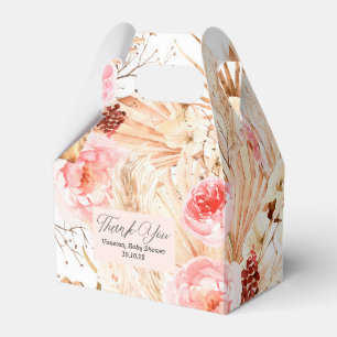 Caixinha De Lembrancinhas Boho Pampas Grass Flor Rosa Rosa Chá Fav