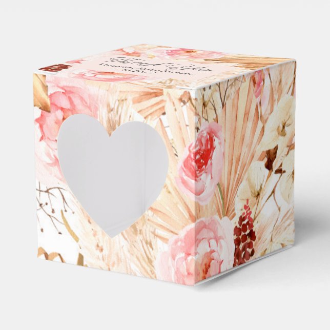 Caixinha De Lembrancinhas Boho Pampas Grass Flor Rosa Rosa Chá Fav (Frente)