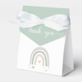 Caixinha De Lembrancinhas Boho Rainbow Hearts Sage Chá de fraldas