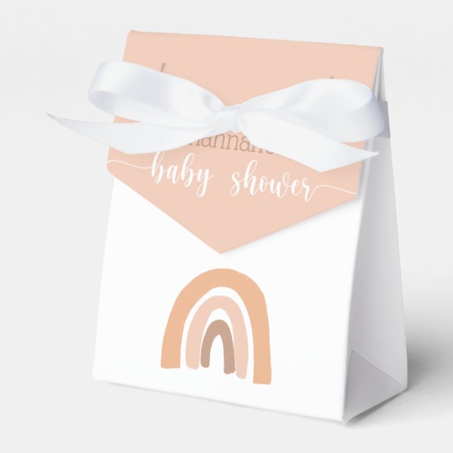 Caixinha De Lembrancinhas Boho Rainbow Pink Baby Girl Chá Obrigado (Frente)