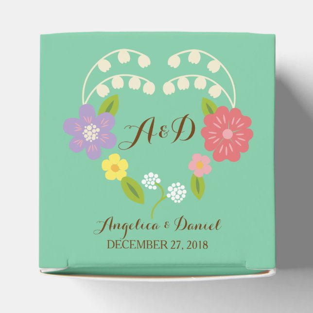 Caixinha De Lembrancinhas Boho Rustic Floral Wreath Wedding (Mint) (Topo)