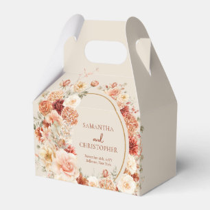 Caixinha De Lembrancinhas Boho terracotta burgundy - ouro floral eucalipto