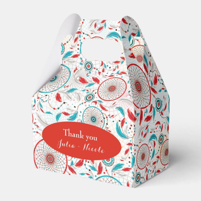 Caixinha De Lembrancinhas Boho Tribal Feather Dreamcatcher Weding (Frente)