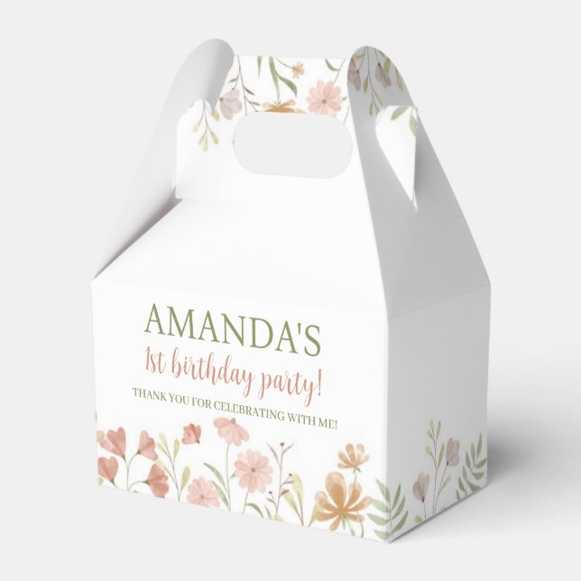 Caixinha De Lembrancinhas Boho Wildflower Birthday Favor Box (Frente)