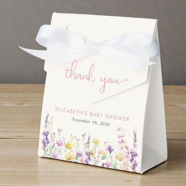 Caixinha De Lembrancinhas Boho Wildflower Watercolor Baby Girl Shower (Boho Wildflower Watercolor Baby Girl Shower Favor Boxes)