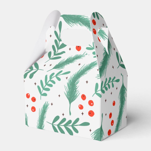 Caixinha De Lembrancinhas Boias de Natal Evergreen e Holly Berries (Frente)