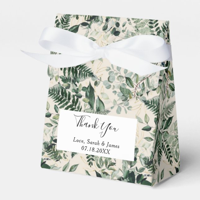Caixinha De Lembrancinhas Boige Ivory Botanic Foliage Wedding (Frente)