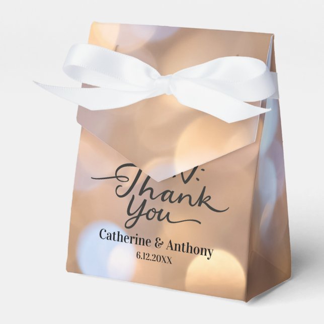 Caixinha De Lembrancinhas Bokeh Wedding Personalizado Obrigado (Frente)