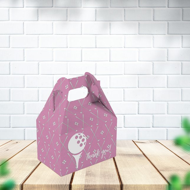 Caixinha De Lembrancinhas Bola De Golfe Bonita Obrigado Rosa (Criador carregado)