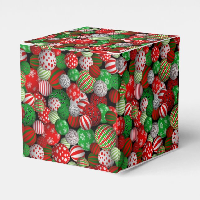 Caixinha De Lembrancinhas Bolas de Natal 3D (Frente)