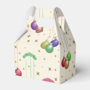 Caixinha De Lembrancinhas Bolas de Natal coloridas, estrelas douradas