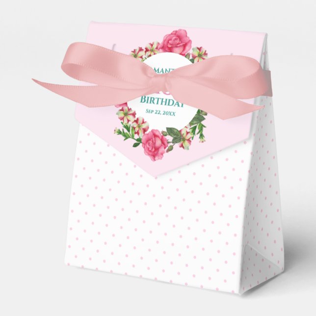 Caixinha De Lembrancinhas Bolinhas de Petunia Branca Rosa Rosa Rosa-Rosa de  (Frente)