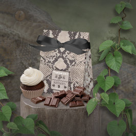 Caixinha De Lembrancinhas Bolo de Aniversário Cobra em Taupe com Estampa de 