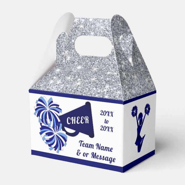Caixinha De Lembrancinhas Bolsas de Goodie cheerleader. Personalizado, Azul, (Frente)