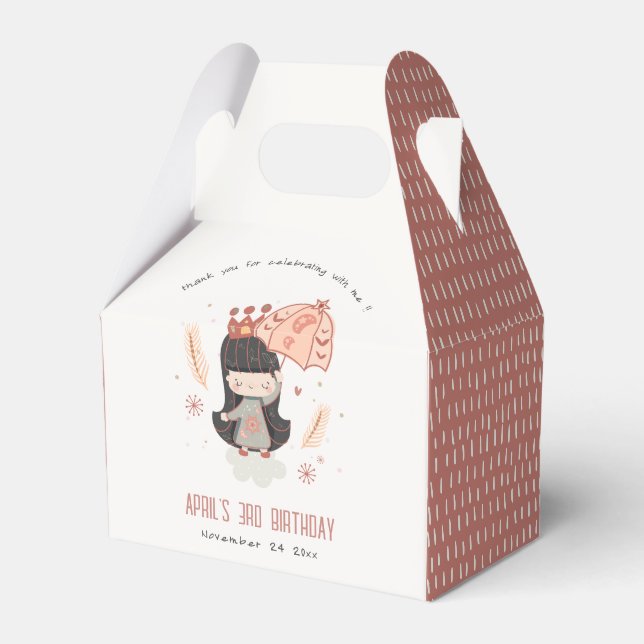 Caixinha De Lembrancinhas Bonita Elegante Rust Boho Princess no Aniversário  (Frente)