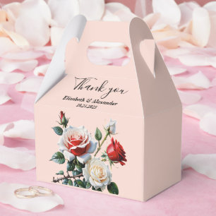Caixinha De Lembrancinhas Bonito casamento floral de rosas vermelhas brancas
