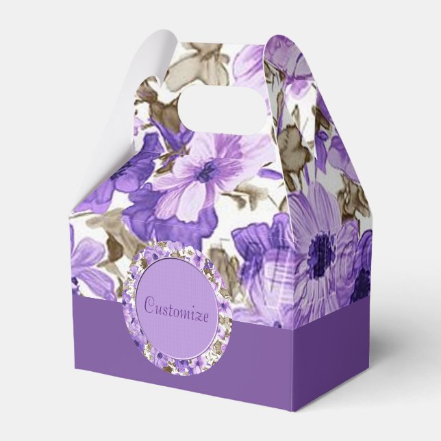 Caixinha De Lembrancinhas Bonito Púrpura e Branco Floral Gable Box 2 (Frente)