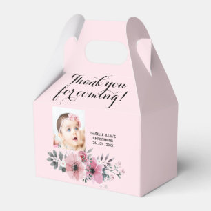 Caixinha De Lembrancinhas Bonito Rosa Maciço, OBRIGADO POR VIR! Christening