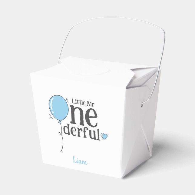 Caixinha De Lembrancinhas Bonito Sr. Onemagro Primeiro Aniversário Azul (Frente)