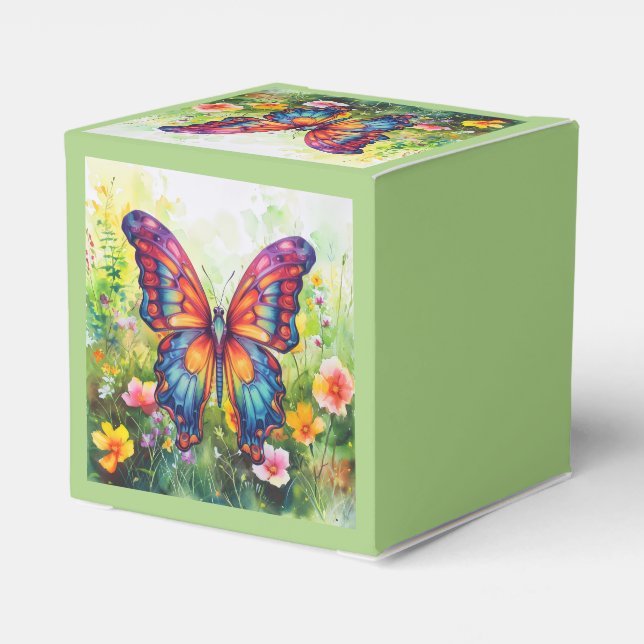 Caixinha De Lembrancinhas Borboleta Azul Laranja Asas (Verso)