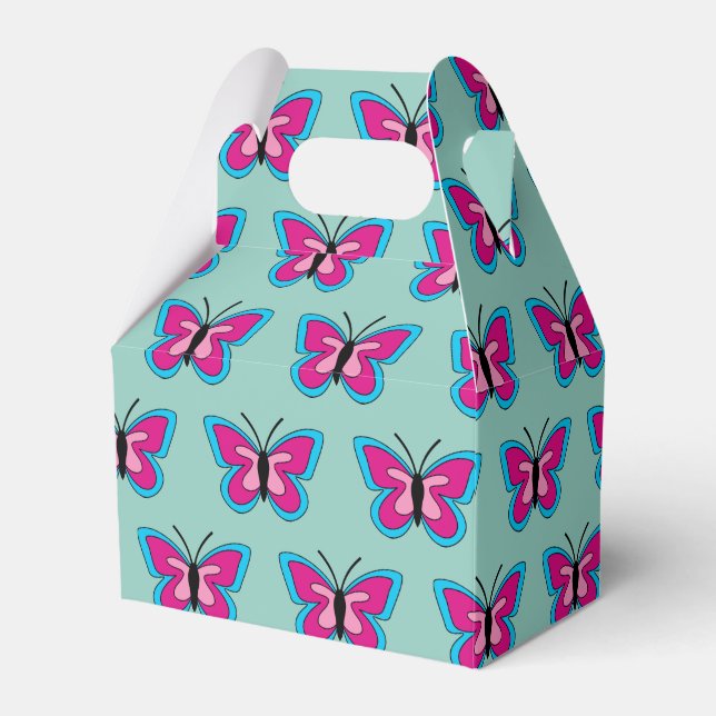 Caixinha De Lembrancinhas Borboleta Azul Magenta Rosa (Frente)