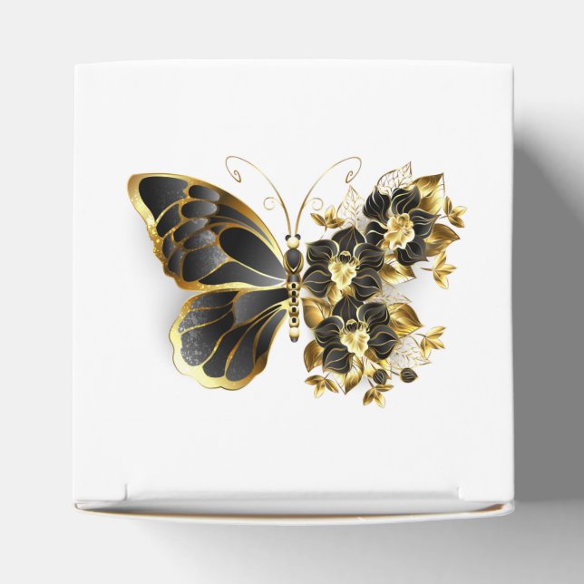 Caixinha De Lembrancinhas Borboleta Flor de Ouro com Orquídea Preta (Topo)