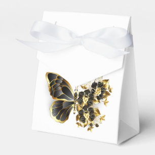 Caixinha De Lembrancinhas Borboleta Flor Dourada com Orquídea Preta