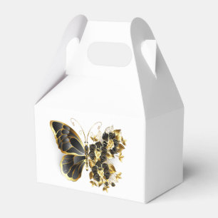 Caixinha De Lembrancinhas Borboleta Flor Dourada com Orquídea Preta