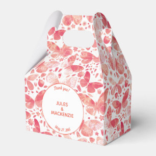 Caixinha De Lembrancinhas Borboletas Aquarela Coral Moderno Boho Rosa