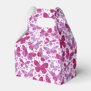 Caixinha De Lembrancinhas Borboletas Aquarela Magenta Rosa