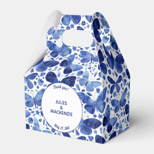 Caixinha De Lembrancinhas Borboletas Aquarela Moderna Boho Indigo Azul