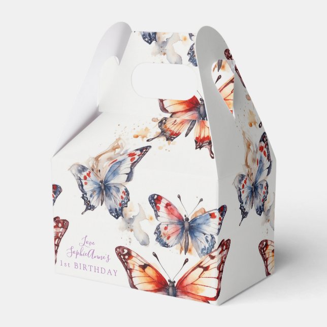 Caixinha De Lembrancinhas Borboletas com Aquarela Elegante Personalizadas (Frente)