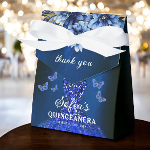 Caixinha De Lembrancinhas Borboletas da Quinceañera Blue