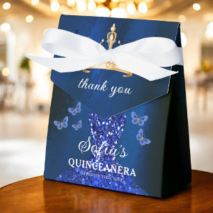 Caixinha De Lembrancinhas Borboletas da Quinceañera Blue