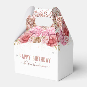 Caixinha De Lembrancinhas Borboletas Floral Feliz Aniversário Rosa