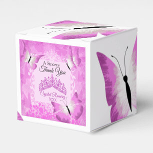 Caixinha De Lembrancinhas Borboletas Rosa, Tiara Quinceanera