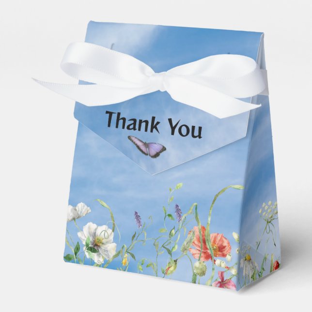 Caixinha De Lembrancinhas Borda de Flores Selvagens e Borboleta (Frente)