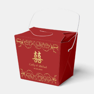 Caixinha De Lembrancinhas Borda floral de ouro vermelho duplo xi casamento c