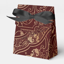 Caixinha De Lembrancinhas Borgonha e Dourada Vintage Damask