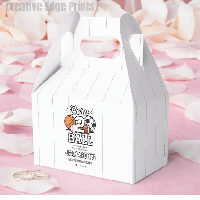 Caixinha De Lembrancinhas Born 2 Ball Sports Themed Boy 2nd Birthday Party (Born 2 Ball Sports Themed Boy 2nd Birthday Party Favor Boxes)