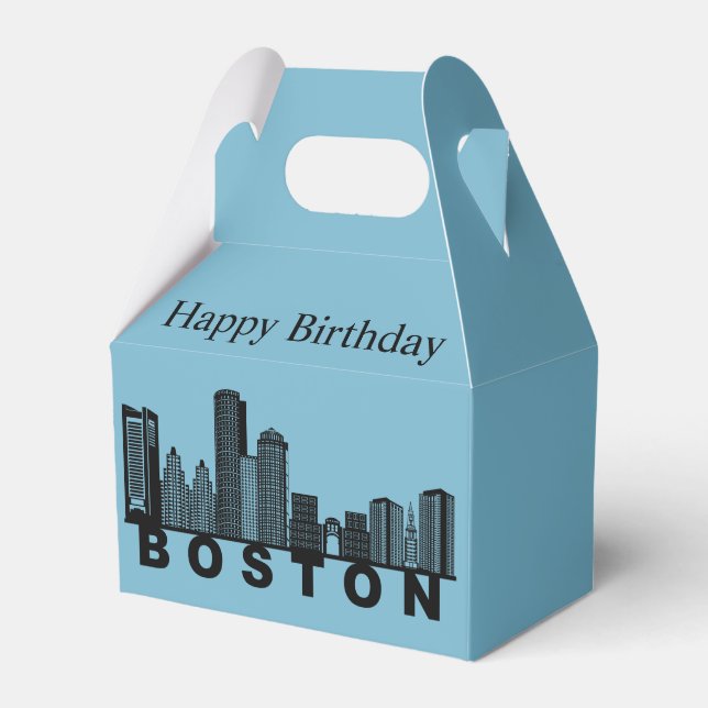 Caixinha De Lembrancinhas Boston Skyline Silhouette  (Frente)