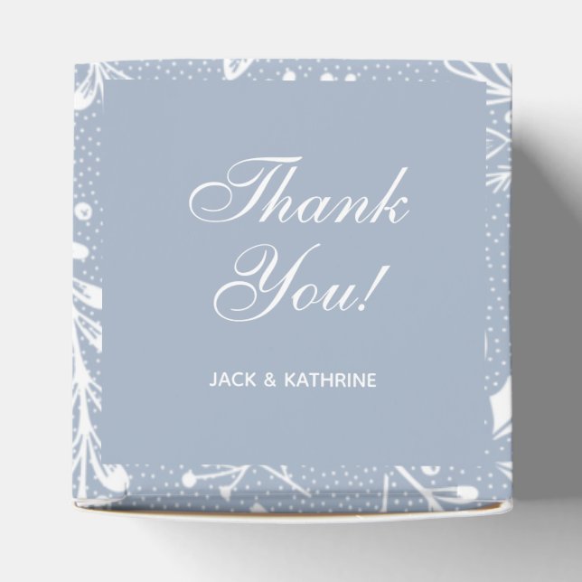 Caixinha De Lembrancinhas Botânica Branca Azul, Azul, Obrigado (Topo)