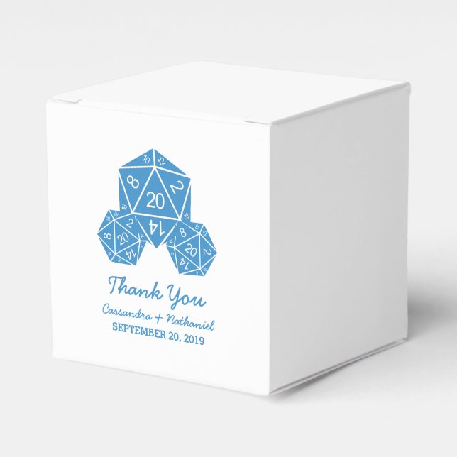 Caixinha De Lembrancinhas Boxes de Casamento de Dice D20 Azul (Frente)
