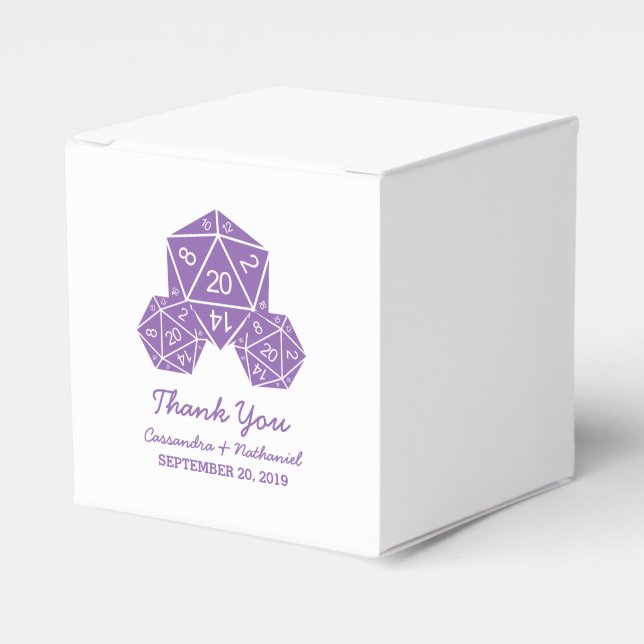 Caixinha De Lembrancinhas Boxes de Casamento de Dice D20 Roxo (Frente)