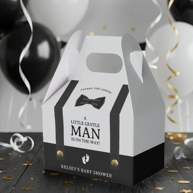 Caixinha De Lembrancinhas Boy Baby Shower A Little Gentleman Suspenders (Criador carregado)