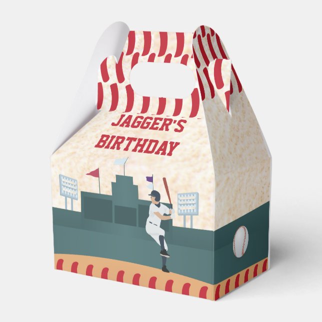Caixinha De Lembrancinhas Boys Baseball Themed Party Favor Box (Frente)