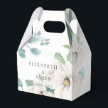 Caixinha De Lembrancinhas Branca De Casamento De Aquarela Botânica Elegante<br><div class="desc">Caixa de Favor da Aquarela Floral Branca - Design Botânica Elegante - Personalizada Com Seu Nome E Data. Os florais de aquarelas suaves no marfim e os tons verdes mutados trazem elegância eterno a esta caixa de favoritos - perfeita para casamentos clássicos, recepções de jardins, ou celebrações românticas de primavera...</div>